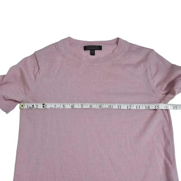 Banana Republic Merino Wool Short Sleeve  Sweater Lightweight Pink Size Small - Picture 6 of 9